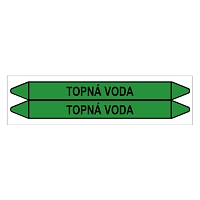 Značení potrubí, topná voda,2 ks, 450 × 52 mm